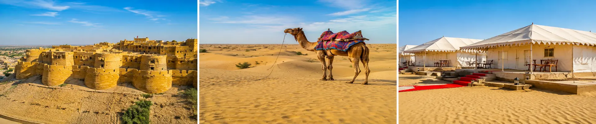 Jaisalmer Sam Sand Dunes tour package with golden desert landscape and sunset views
