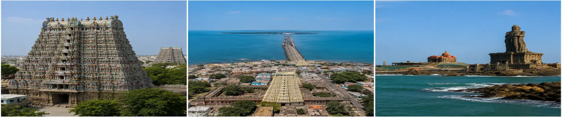 Tamil Nadu temples tour Madurai Rameswaram Kanyakumari Trivandrum banner
